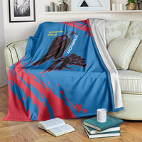 Mongolia Blanket with Eagle Strong Wild Free Red Blue Brush Spirit