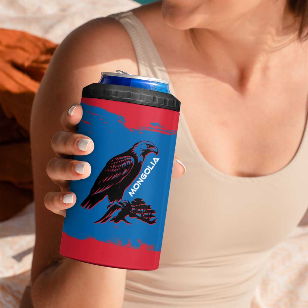 Mongolia 4 in 1 Can Cooler Tumbler with Eagle Strong Wild Free Red Blue Brush Spirit