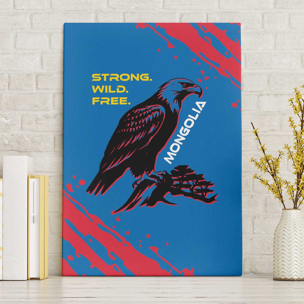Mongolia Canvas Wall Art with Eagle Strong Wild Free Red Blue Brush Spirit