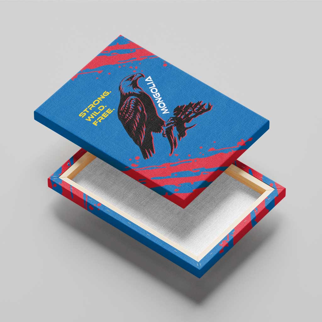 Mongolia Canvas Wall Art with Eagle Strong Wild Free Red Blue Brush Spirit