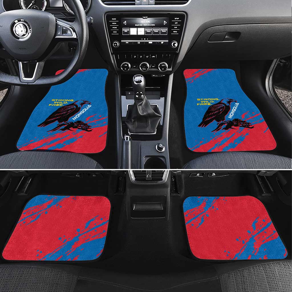 Mongolia Car Mats with Eagle Strong Wild Free Red Blue Brush Spirit