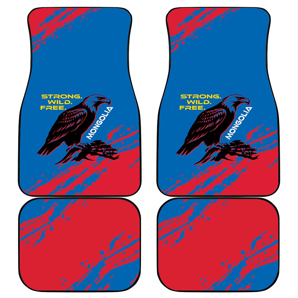 Mongolia Car Mats with Eagle Strong Wild Free Red Blue Brush Spirit