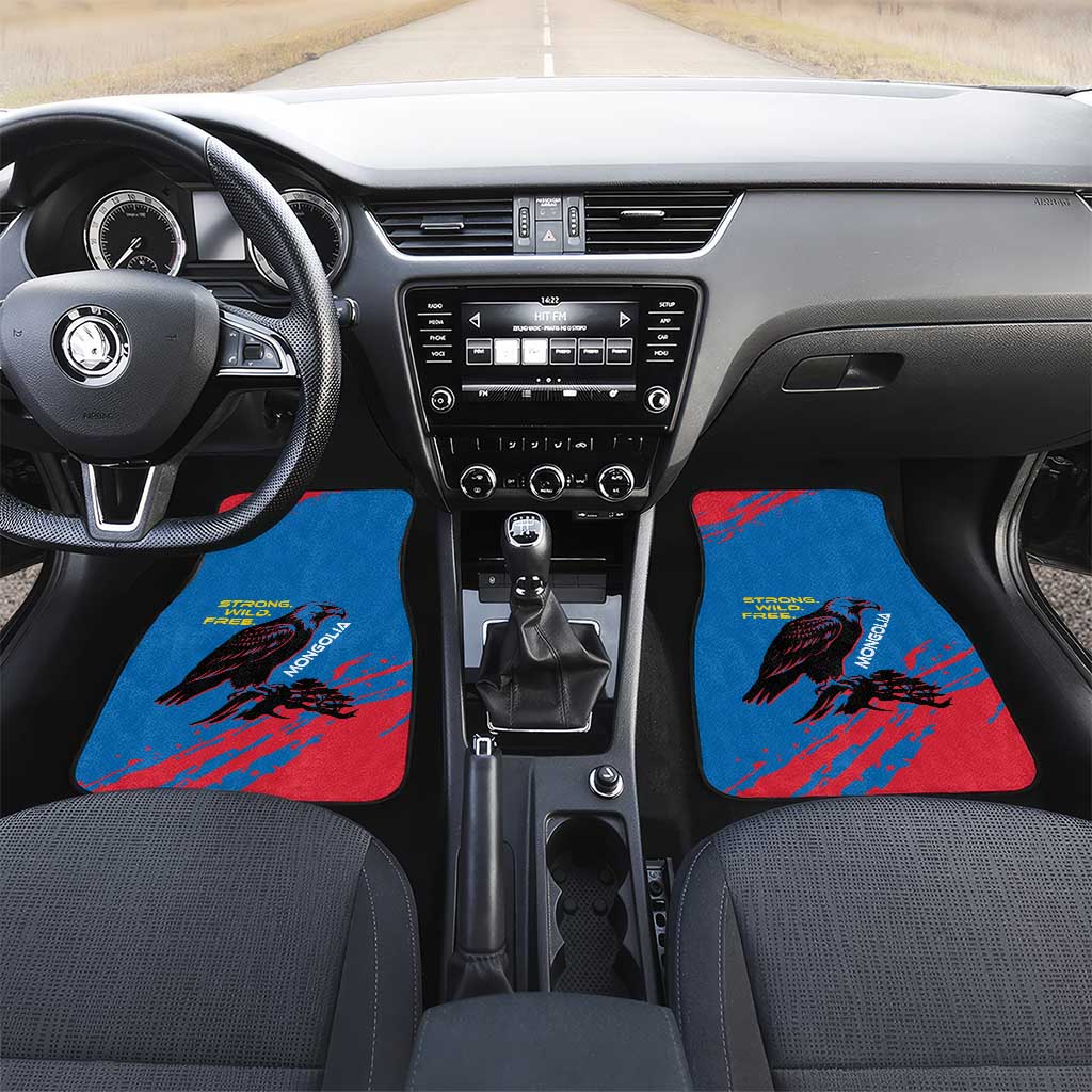 Mongolia Car Mats with Eagle Strong Wild Free Red Blue Brush Spirit