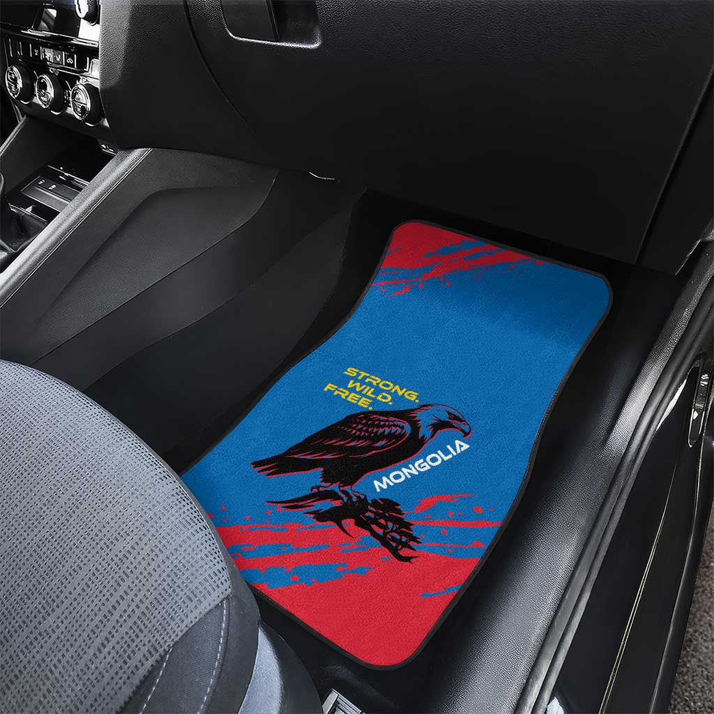 Mongolia Car Mats with Eagle Strong Wild Free Red Blue Brush Spirit