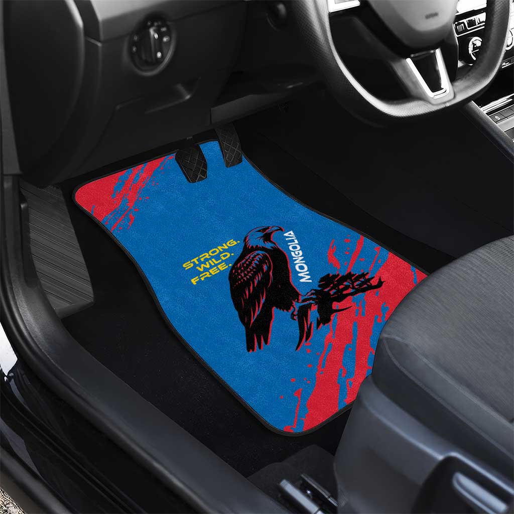 Mongolia Car Mats with Eagle Strong Wild Free Red Blue Brush Spirit