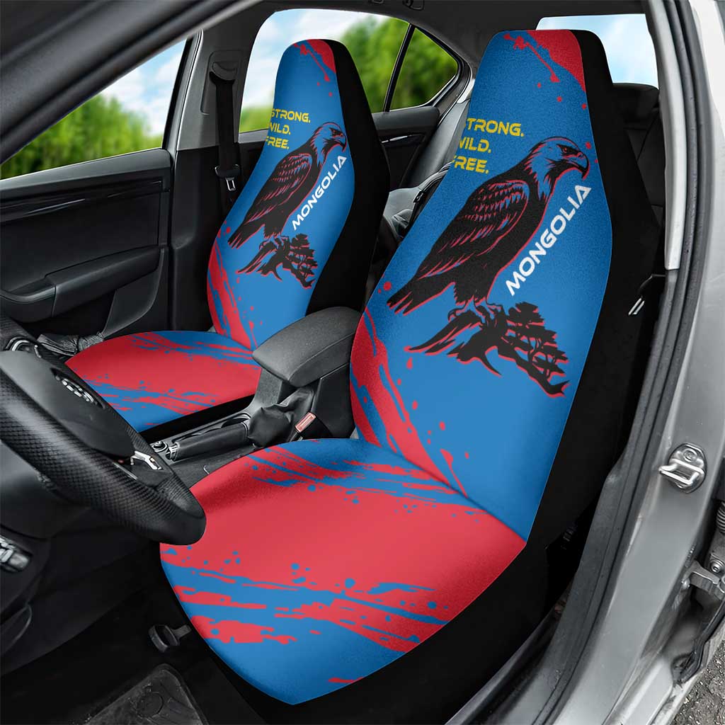 Mongolia Car Seat Cover with Eagle Strong Wild Free Red Blue Brush Spirit