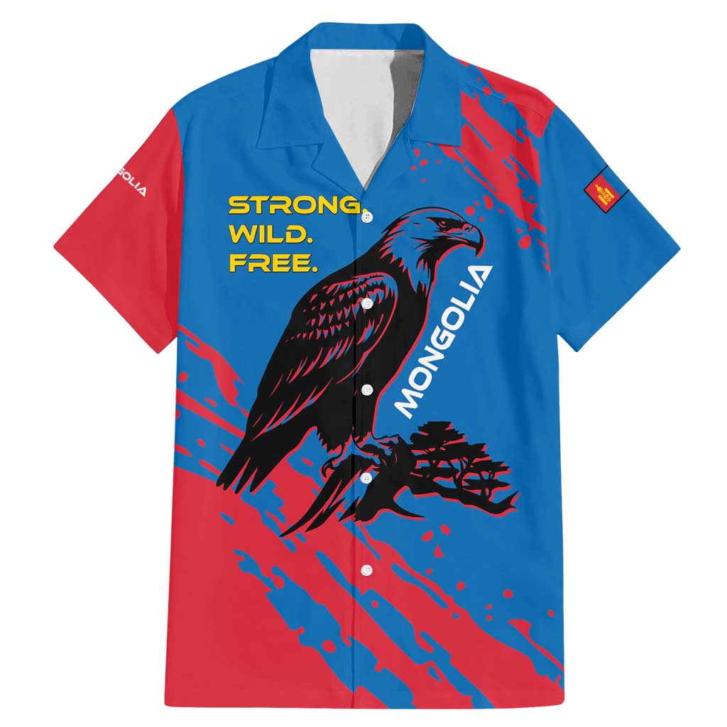 Mongolia Family Matching Mermaid Dress and Hawaiian Shirt with Eagle Strong Wild Free Red Blue Brush Spirit
