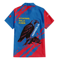 Mongolia Family Matching Mermaid Dress and Hawaiian Shirt with Eagle Strong Wild Free Red Blue Brush Spirit