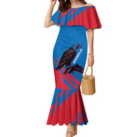 Mongolia Family Matching Mermaid Dress and Hawaiian Shirt with Eagle Strong Wild Free Red Blue Brush Spirit