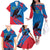 Mongolia Family Matching Off The Shoulder Long Sleeve Dress and Hawaiian Shirt with Eagle Strong Wild Free Red Blue Brush Spirit