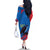 Mongolia Family Matching Off The Shoulder Long Sleeve Dress and Hawaiian Shirt with Eagle Strong Wild Free Red Blue Brush Spirit