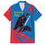 Mongolia Family Matching Off Shoulder Maxi Dress and Hawaiian Shirt with Eagle Strong Wild Free Red Blue Brush Spirit