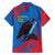 Mongolia Family Matching Short Sleeve Bodycon Dress and Hawaiian Shirt with Eagle Strong Wild Free Red Blue Brush Spirit