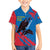 Mongolia Family Matching Short Sleeve Bodycon Dress and Hawaiian Shirt with Eagle Strong Wild Free Red Blue Brush Spirit