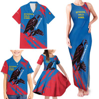 Mongolia Family Matching Tank Maxi Dress and Hawaiian Shirt with Eagle Strong Wild Free Red Blue Brush Spirit