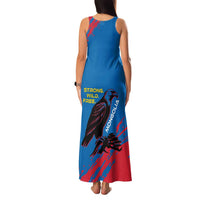 Mongolia Family Matching Tank Maxi Dress and Hawaiian Shirt with Eagle Strong Wild Free Red Blue Brush Spirit