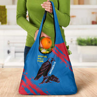 Mongolia Grocery Bag with Eagle Strong Wild Free Red Blue Brush Spirit