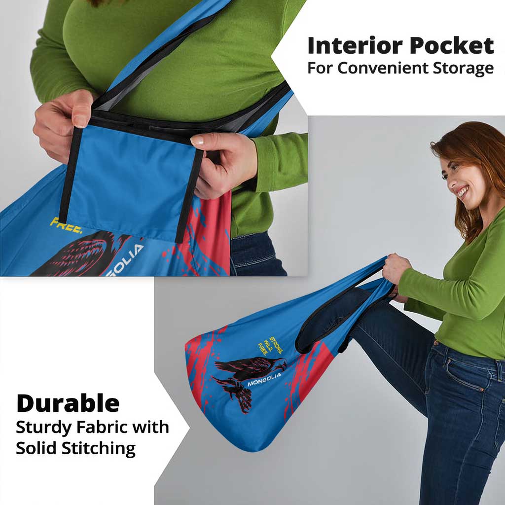 Mongolia Grocery Bag with Eagle Strong Wild Free Red Blue Brush Spirit