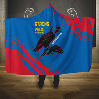 Mongolia Hooded Blanket with Eagle Strong Wild Free Red Blue Brush Spirit