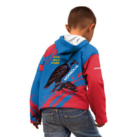 Mongolia Kid Hoodie with Eagle Strong Wild Free Red Blue Brush Spirit