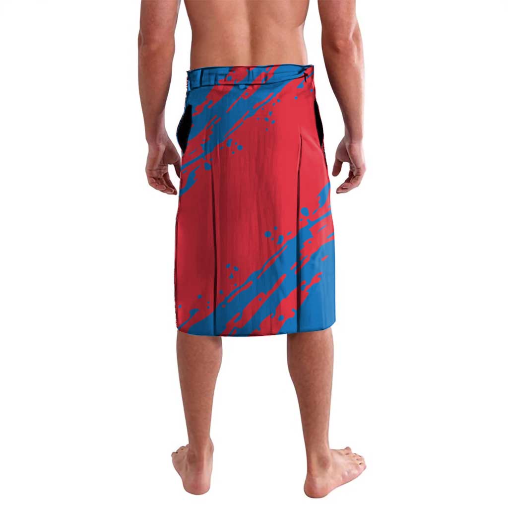 Mongolia Lavalava with Eagle Strong Wild Free Red Blue Brush Spirit