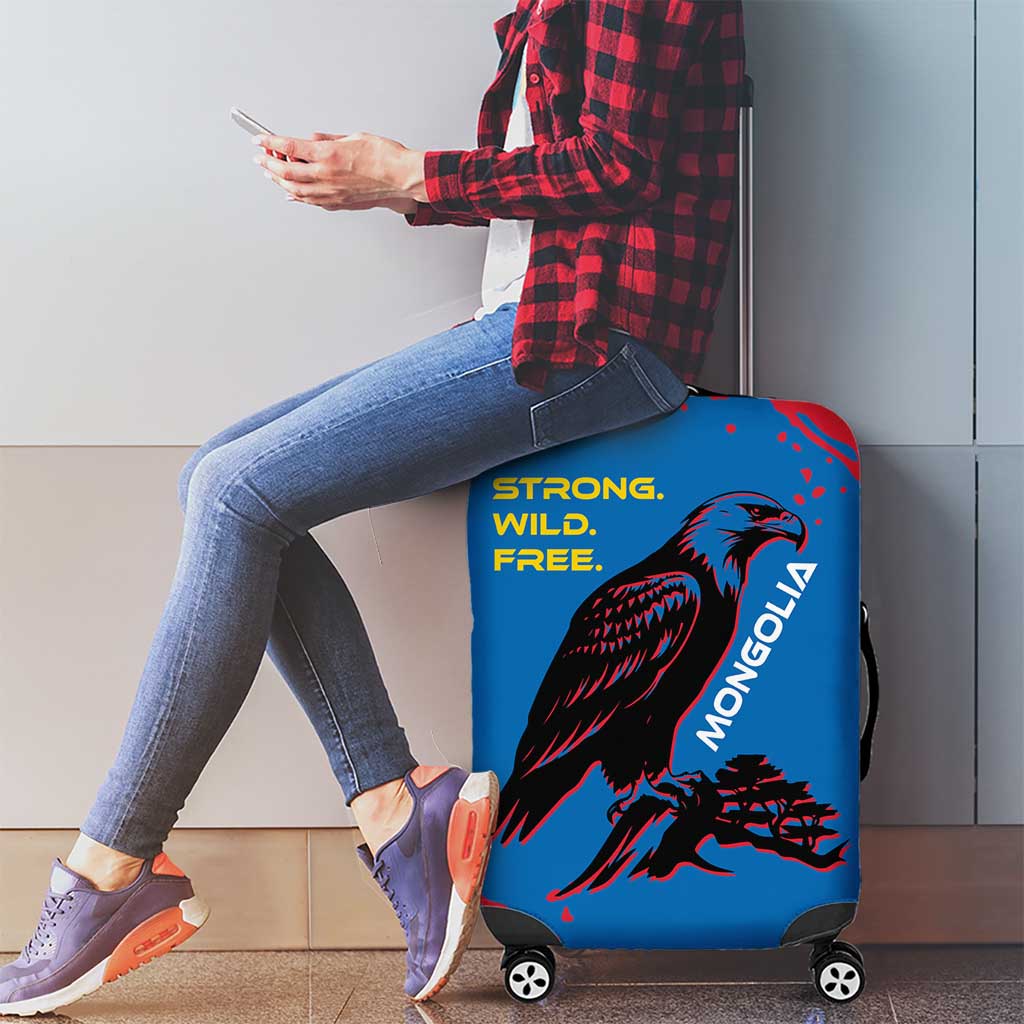 Mongolia Luggage Cover with Eagle Strong Wild Free Red Blue Brush Spirit