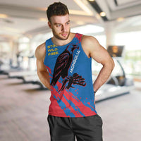 Mongolia Men Tank Top with Eagle Strong Wild Free Red Blue Brush Spirit