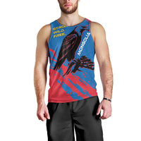 Mongolia Men Tank Top with Eagle Strong Wild Free Red Blue Brush Spirit