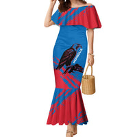 Mongolia Mermaid Dress with Eagle Strong Wild Free Red Blue Brush Spirit