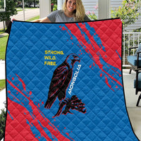 Mongolia Quilt with Eagle Strong Wild Free Red Blue Brush Spirit
