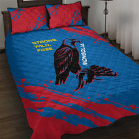 Mongolia Quilt Bed Set with Eagle Strong Wild Free Red Blue Brush Spirit