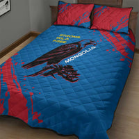 Mongolia Quilt Bed Set with Eagle Strong Wild Free Red Blue Brush Spirit