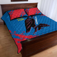 Mongolia Quilt Bed Set with Eagle Strong Wild Free Red Blue Brush Spirit
