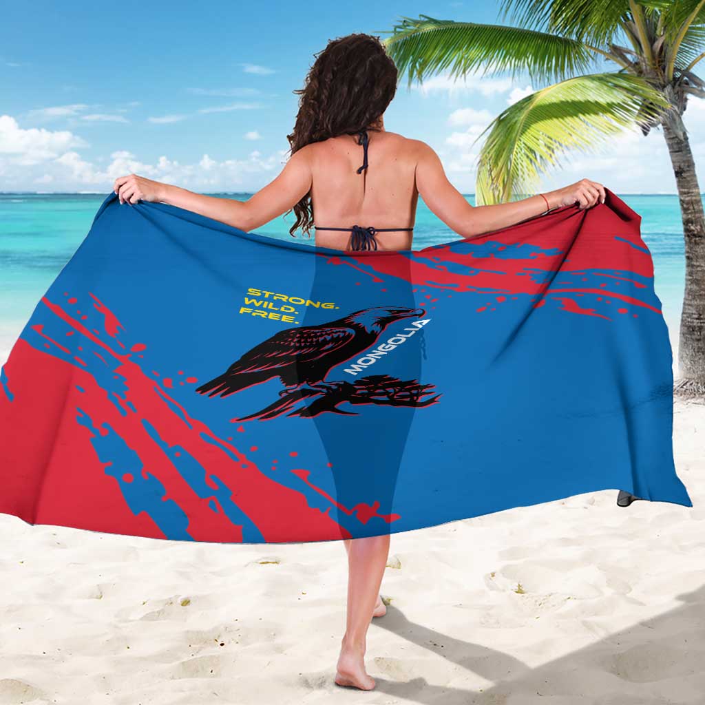 Mongolia Sarong with Eagle Strong Wild Free Red Blue Brush Spirit
