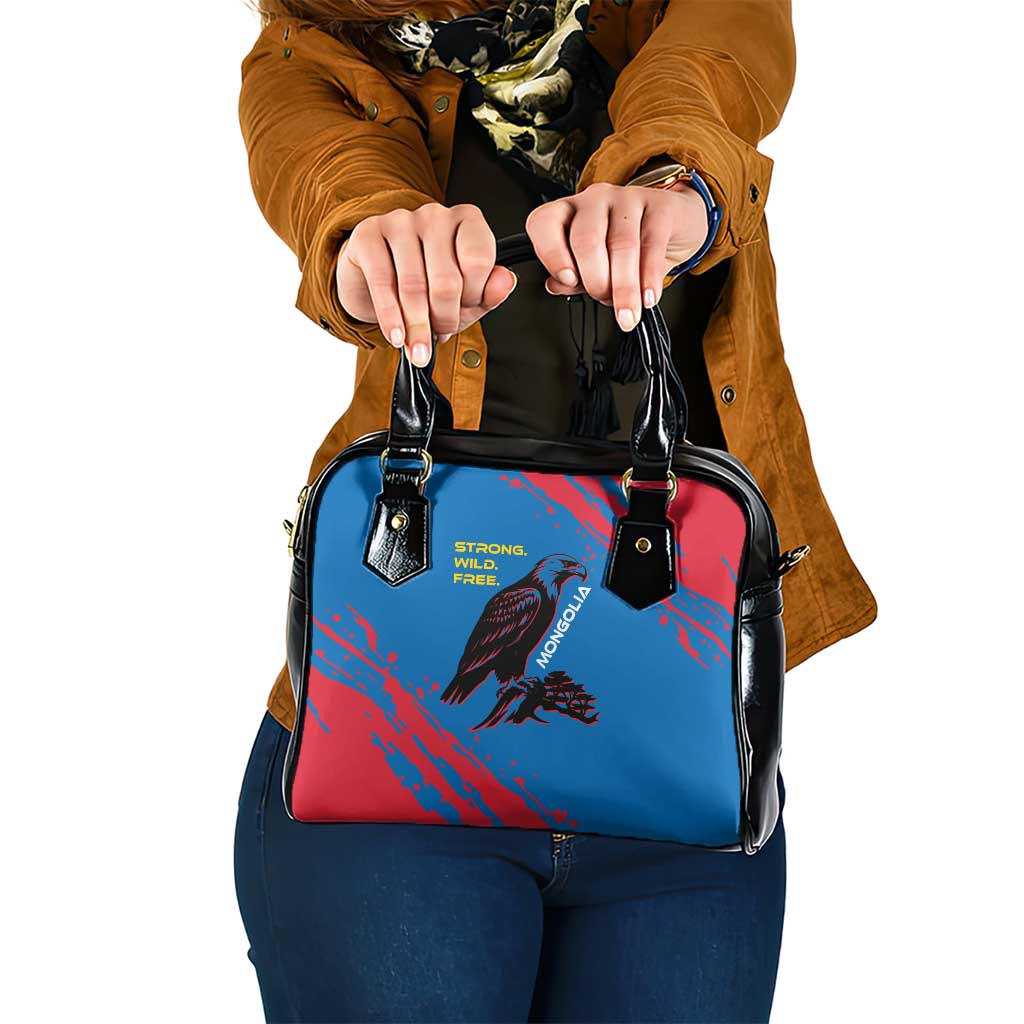 Mongolia Shoulder Handbag with Eagle Strong Wild Free Red Blue Brush Spirit