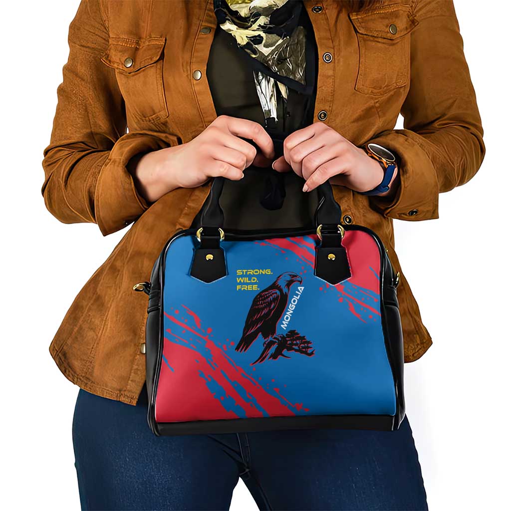 Mongolia Shoulder Handbag with Eagle Strong Wild Free Red Blue Brush Spirit