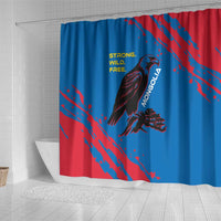 Mongolia Shower Curtain with Eagle Strong Wild Free Red Blue Brush Spirit