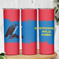 Mongolia Skinny Tumbler with Eagle Strong Wild Free Red Blue Brush Spirit