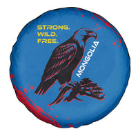 Mongolia Spare Tire Cover with Eagle Strong Wild Free Red Blue Brush Spirit