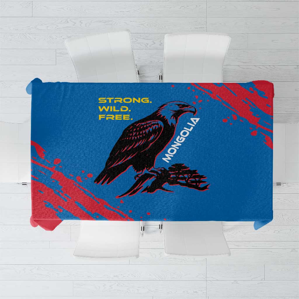 Mongolia Tablecloth with Eagle Strong Wild Free Red Blue Brush Spirit