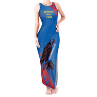 Mongolia Tank Maxi Dress with Eagle Strong Wild Free Red Blue Brush Spirit