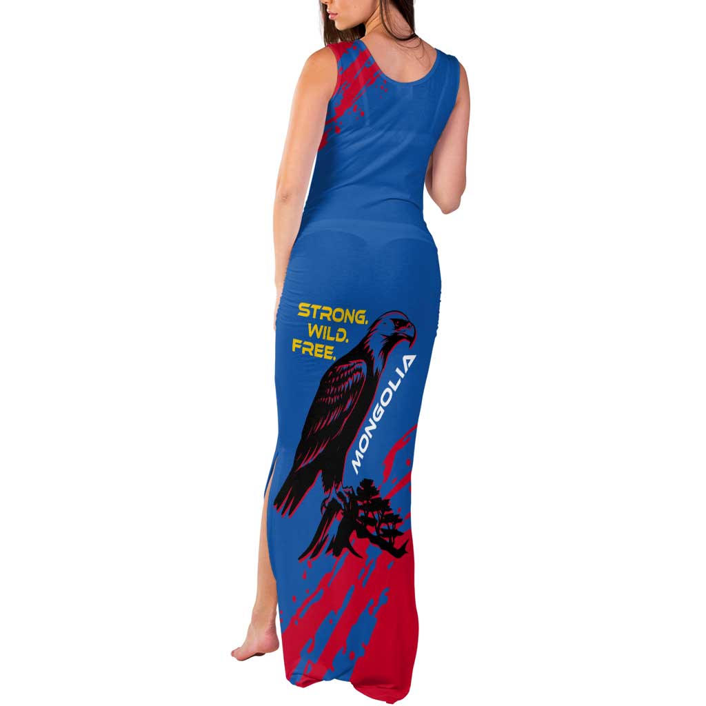 Mongolia Tank Maxi Dress with Eagle Strong Wild Free Red Blue Brush Spirit