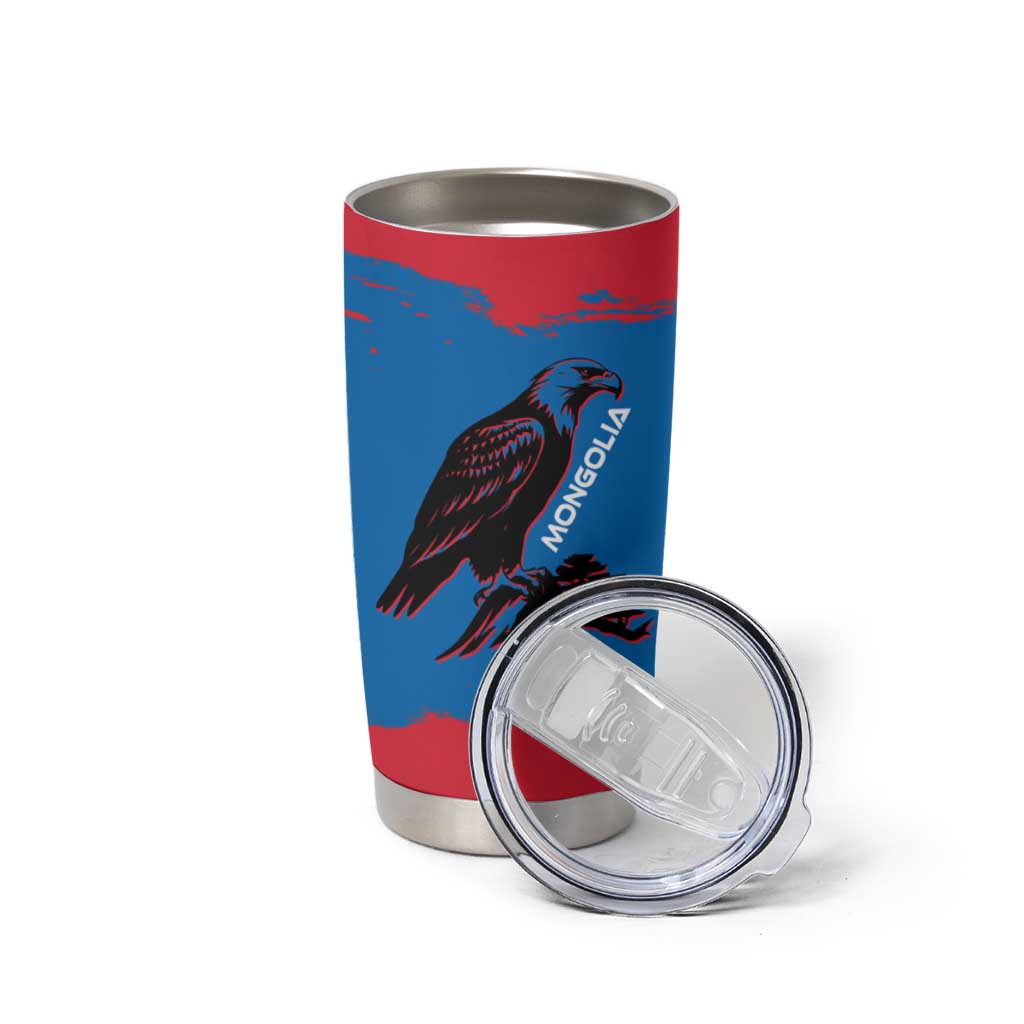 Mongolia Tumbler Cup with Eagle Strong Wild Free Red Blue Brush Spirit