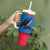 Mongolia Tumbler With Handle with Eagle Strong Wild Free Red Blue Brush Spirit