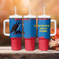 Mongolia Tumbler With Handle with Eagle Strong Wild Free Red Blue Brush Spirit