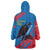 Mongolia Wearable Blanket Hoodie with Eagle Strong Wild Free Red Blue Brush Spirit