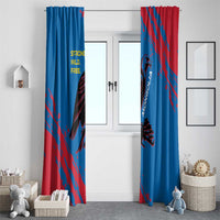 Mongolia Window Curtain with Eagle Strong Wild Free Red Blue Brush Spirit