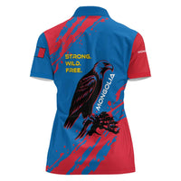 Mongolia Women Polo Shirt with Eagle Strong Wild Free Red Blue Brush Spirit