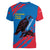 Mongolia Women V-Neck T-Shirt with Eagle Strong Wild Free Red Blue Brush Spirit