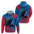 Mongolia Zip Hoodie with Eagle Strong Wild Free Red Blue Brush Spirit